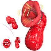 Pellegrace big tongue sex toy for women. Detailed front and side views showing the silicone texture and licking mechanism of this popular tongue vibrator.