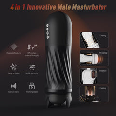 Pureros Rocket 3d Realistic Textured Electric Stroker With 5 Thrusting Rotating Modes - Black
