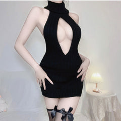 Halter Sweater Backless Dress sweater Sexy Lingerie