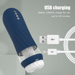 Pureros Rocket 3d Realistic Textured Electric Stroker With 5 Thrusting Rotating Modes - Blue