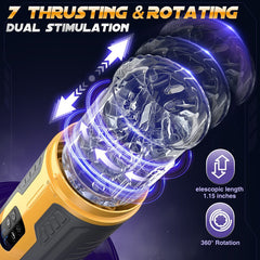 Pureros Dual Stimulation Thrusting and Rotating Vibrating Male Msturbation Toy