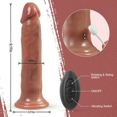 Pureros 9.17in 5 Beads Rotating Swing 8 Vibrating Dildo remote control