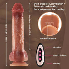 Pureros 9 Vibrating 3 Thrusting & Swing Intelligent Heating Realistic Dildo Vibrator 6.3 Inch