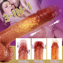 Pureros 3-in-1 Thrusting 5 Vibrations 42 ℃ Heating Realistic Non-sticky Blush Dildo 7.87 Inch