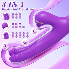 Pureros 3 In 1 Clitoris Tapping Wiggling G Spot Dildo Vibrator