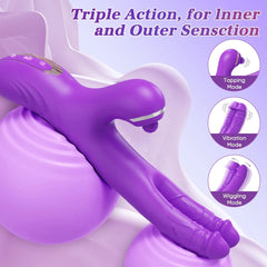 Pureros 3 In 1 Clitoris Tapping Wiggling G Spot Dildo Vibrator