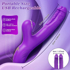 Pureros 3 In 1 Clitoris Tapping Wiggling G Spot Dildo Vibrator