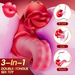 Pureros 3 in 1 Tongue Thrusting Vibrators Dildo with 10 Licking Clitoral & Swing Mode