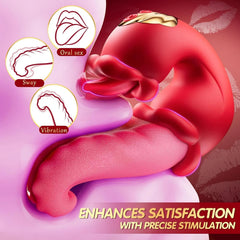 Pureros 3 in 1 Tongue Thrusting Vibrators Dildo with 10 Licking Clitoral & Swing Mode