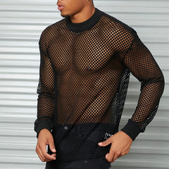 Men's Long Sleeve Fishnet Mesh Top