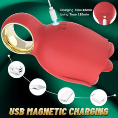 Pureros Rose Sex Toy with 360° Rotated Licking Tongue Mouth
