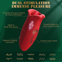 Pureros Rose Muncher 10 Biting & 10 Vibrating Modes Stimulate Nipple Clitoral Tongue Vibrator