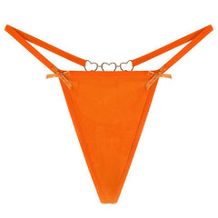 Sexy Love Heart Chain Bowknot Low Waist Seamless Women's Thong