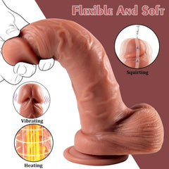 Pureros 8.86 In Silicone Vibrating Squirting Dildo with Remote Control 7 Vibration Modes