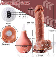 Pureros 8.86 In Silicone Vibrating Squirting Dildo with Remote Control 7 Vibration Modes