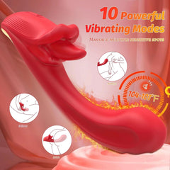 Pureros Angel Kiss 4 In 1 Rotating Tongue Licking Vibrating G-Spot Dildo Vibrator