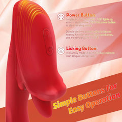 Pureros Angel Kiss 4 In 1 Rotating Tongue Licking Vibrating G-Spot Dildo Vibrator