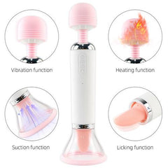 Pureros Cingrela Massage Wand Vibrators with Licking Suction Cup