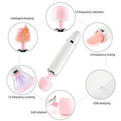 Pureros Cingrela Massage Wand Vibrators with Licking Suction Cup