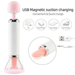 Pureros Cingrela Massage Wand Vibrators with Licking Suction Cup