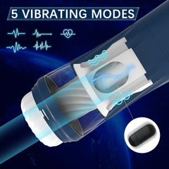 Pureros Rocket 3d Realistic Textured Electric Stroker With 5 Thrusting Rotating Modes - Blue