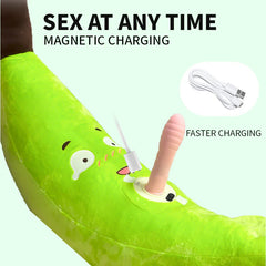 Pureros Banana-shaped Pillow Style Thrusting Dildo Sex Machine Vibrator