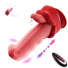 Pureros Realistic Tongue Thrusting Heating Fantasy Dildo With Suction Cup