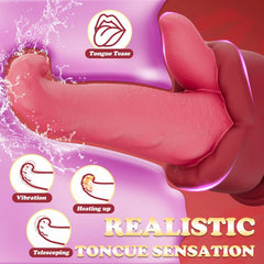 Pureros Realistic Tongue Thrusting Heating Fantasy Dildo With Suction Cup