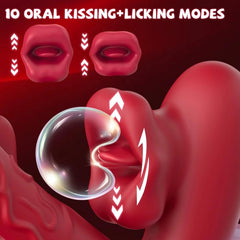Pureros Rose Muncher 3-in-1 G Spot Vibrator Dildo with 10 Flapping & Vibrating & Licking Biting Modes