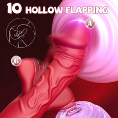 Pureros Rose Muncher 3-in-1 G Spot Vibrator Dildo with 10 Flapping & Vibrating & Licking Biting Modes