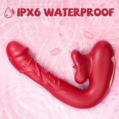 Pureros Rose Muncher 3-in-1 G Spot Vibrator Dildo with 10 Flapping & Vibrating & Licking Biting Modes