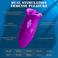 Pureros Rose Muncher 10 Biting & 10 Vibrating Modes Stimulate Nipple Clitoral Tongue Vibrator