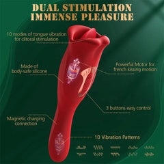 Pureros Rose Muncher Vibrator With Stick 10 Vibration Modes And 10 French Kissing Modes