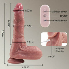 Pureros Small Glans Thick Shaft Big Ball 7 Thrusting Swinging 10 Vibrating Heating Lifelike Dildo 8.66 Inch