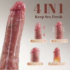 Pureros Small Glans Thick Shaft Big Ball 7 Thrusting Swinging 10 Vibrating Heating Lifelike Dildo 8.66 Inch