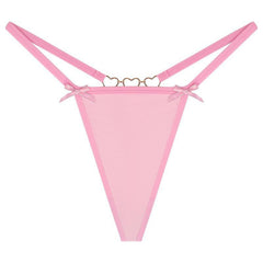 Sexy Love Heart Chain Bowknot Low Waist Seamless Women's Thong
