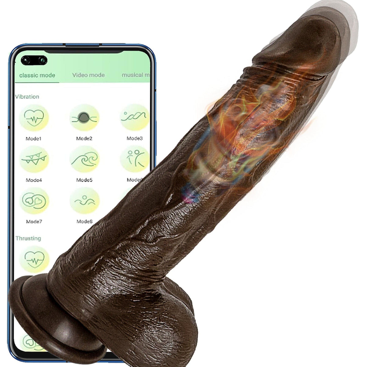 Pureros 6.6‘’ Vibrating Thrusting Swing Thick Long Lifelike Dildo With Remote Control