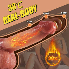 Pureros 9 Vibrating 3 Thrusting & Swing Intelligent Heating Realistic Dildo Vibrator 6.3 Inch