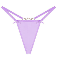 Sexy Love Heart Chain Bowknot Low Waist Seamless Women's Thong