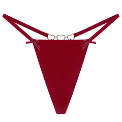 Sexy Love Heart Chain Bowknot Low Waist Seamless Women's Thong
